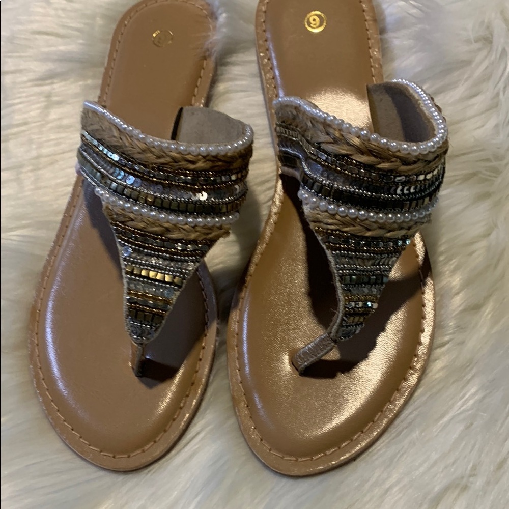Pearl & Beaded Thong Sandal size 9